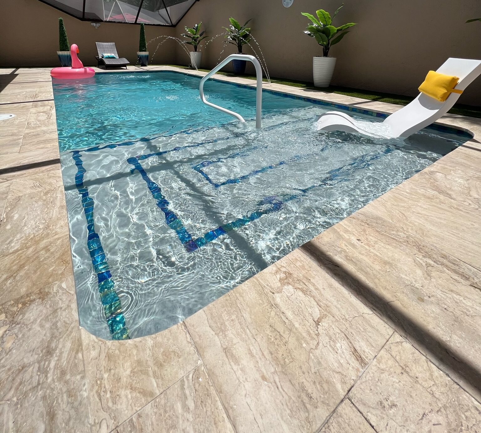 New Pool Construction with sun shelf